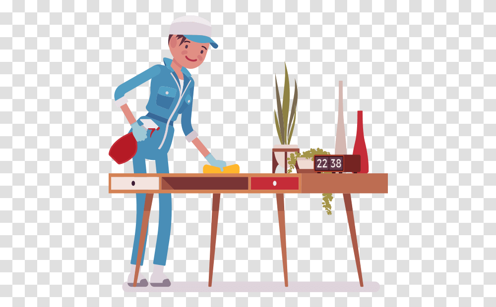 Mop Clipart Janitor Supply Cleaning Desk, Person, Human, Standing, Helmet Transparent Png