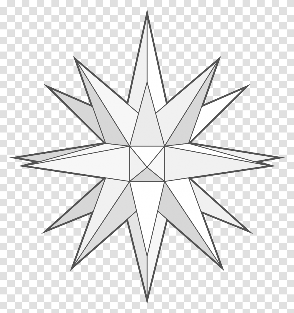 Moravian Star Black And White, Star Symbol, Cross, Airplane Transparent Png