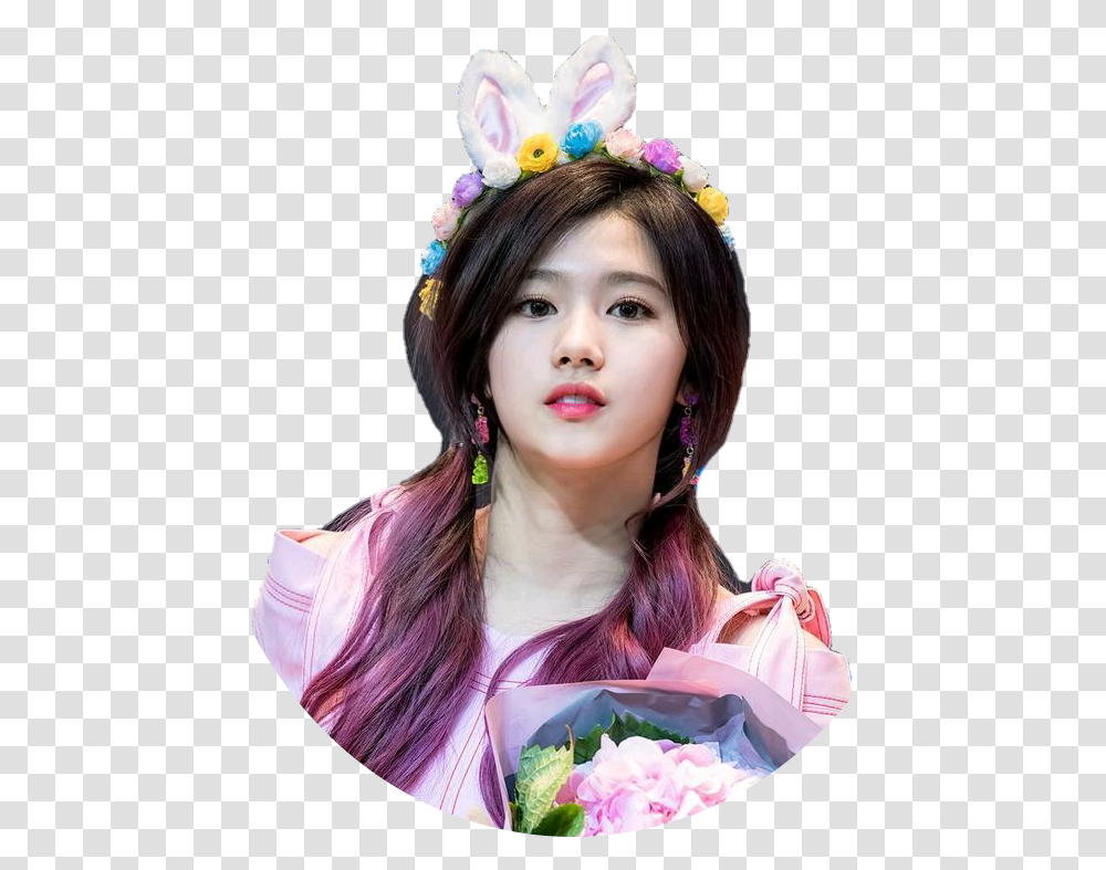 More Twice Kpop Tumblr Stickers Printable Sana Twice Sticker, Face, Person, Flower Transparent Png