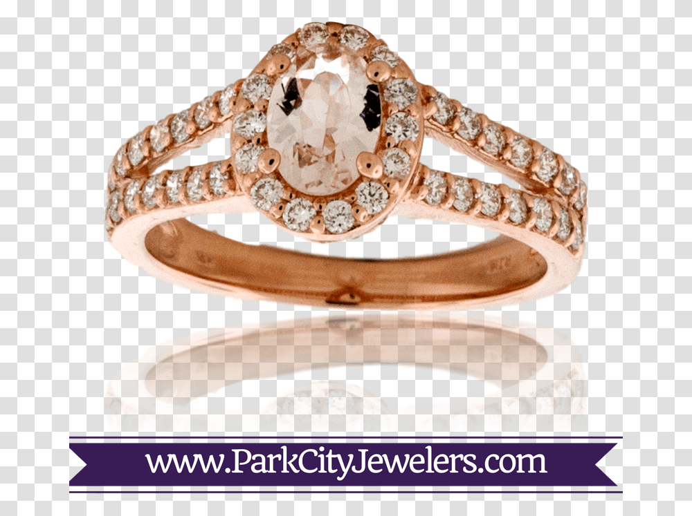 Morganite Oval And Round Diamond Rose Gold Ring Double Diamond Huggie Earrings, Accessories, Accessory, Jewelry, Crystal Transparent Png