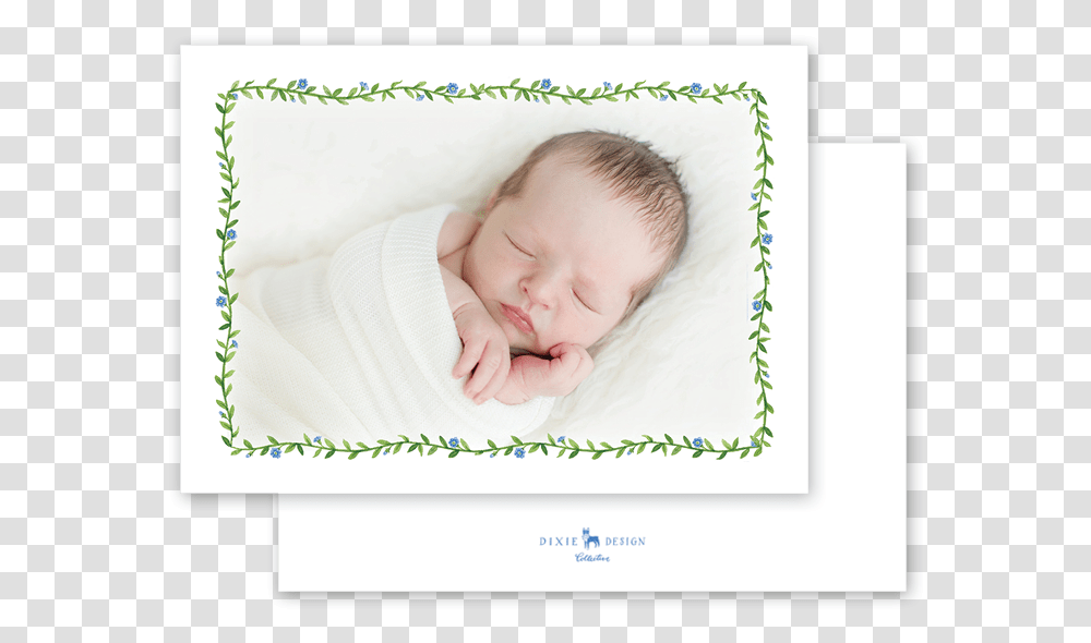Morning Glory Blue Border Birth Announcement, Newborn, Baby, Person, Human Transparent Png