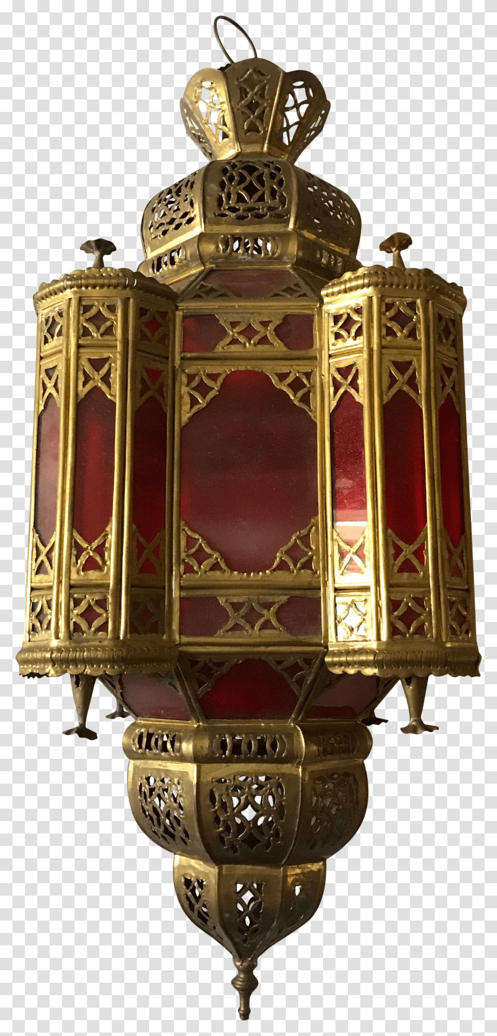 Moroccan Brass And Red Glass Lantern Lantern Transparent Png