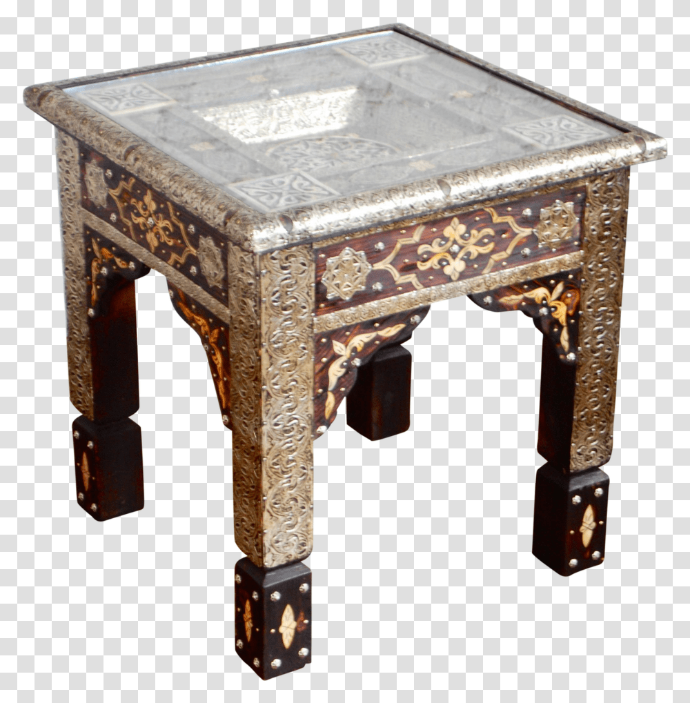 Moroccan Metal Amp Bone Inlaid Table, Furniture, Coffee Table, Drawer, Desk Transparent Png