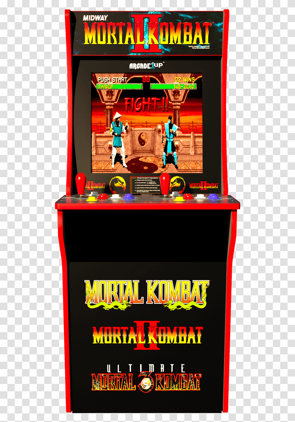 Mortal Kombat Arcade Cabinet Arcade One Up Mortal Kombat, Arcade Game Machine, Person, Human, Pac Man Transparent Png