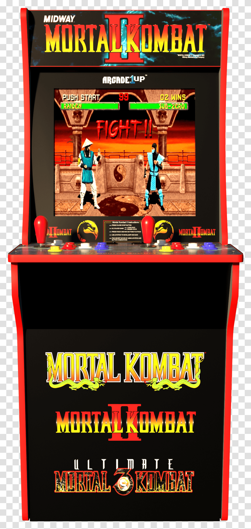 Mortal Kombat Arcade CabinetClass Lazyload Lazyload Mortal Kombat Arcade 1 Up, Arcade Game Machine, Person, Human, Lighting Transparent Png