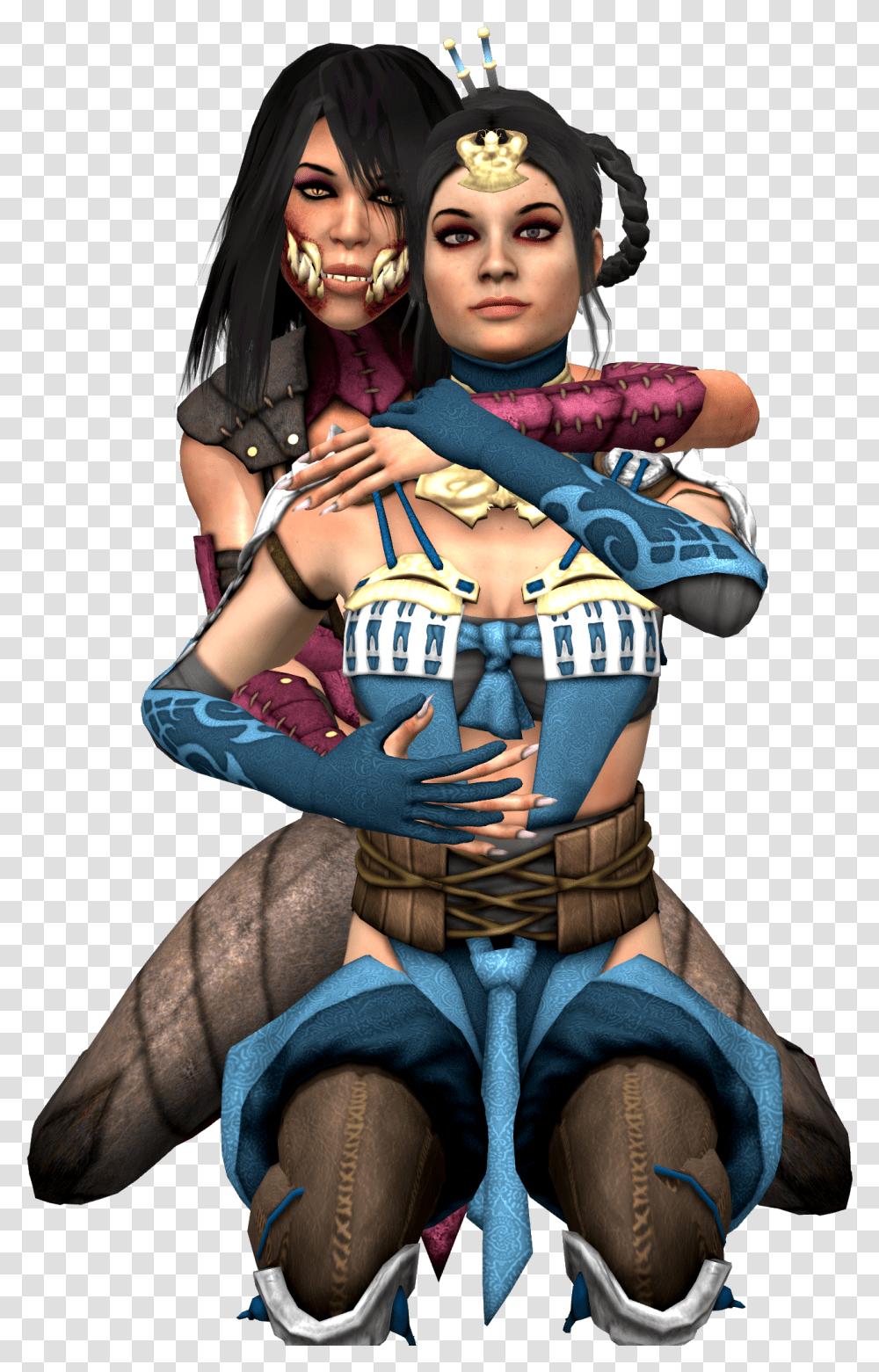Mortal Kombat X Kitana And Mileena Download Mileena And Kitana Love, Costume, Person, Human, Pillar Transparent Png
