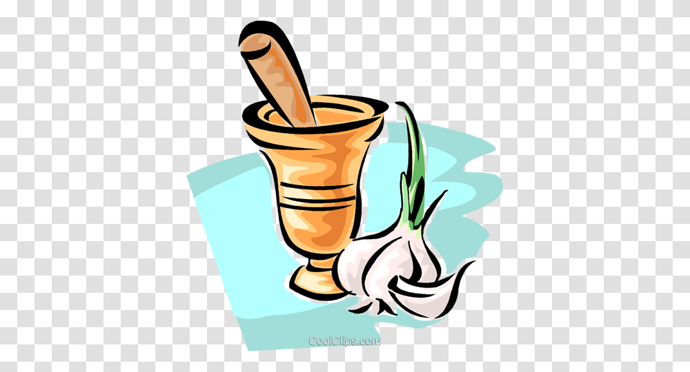 Mortar And Pestle With Garlic Royalty Free Vector Clip Art, Plant, Food, Leek, Produce Transparent Png