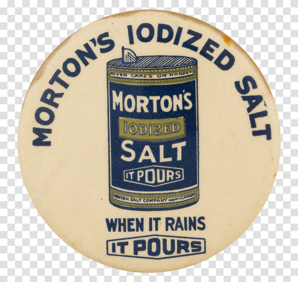 Morton S Iodized Salt Advertising Button Museum Open Morton Iodized Salt, Label, Logo Transparent Png