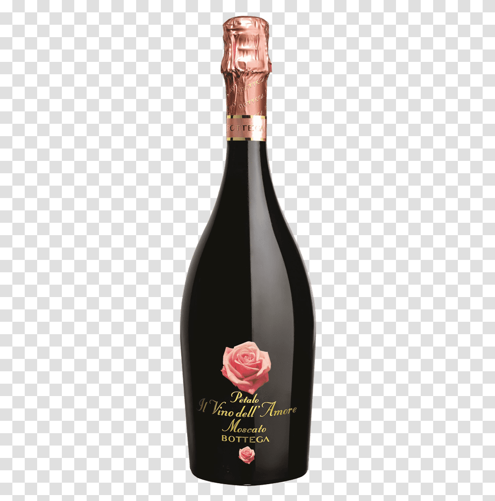 Moscato Wine With Rose On Bottle, Alcohol, Beverage, Drink, Flower Transparent Png