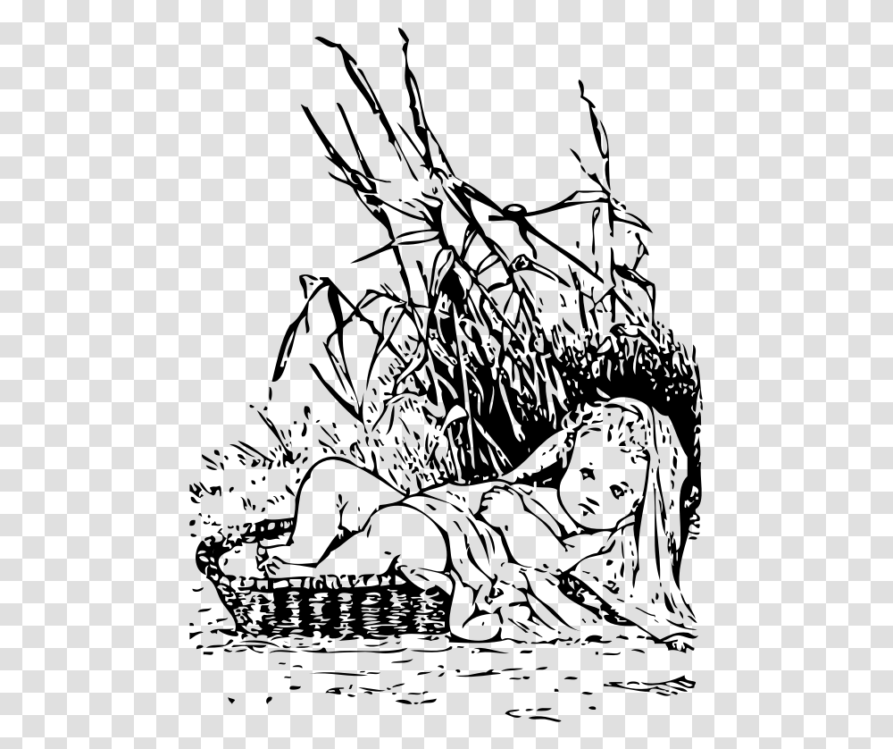 Moses In The Bulrushes Baby Moses Clipart Black And White, Gray, World Of Warcraft Transparent Png
