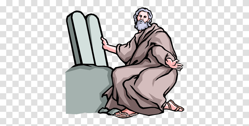 Moses The Ten Commandments Royalty Free Vector Clip Art, Person, Human, Kneeling, Sitting Transparent Png