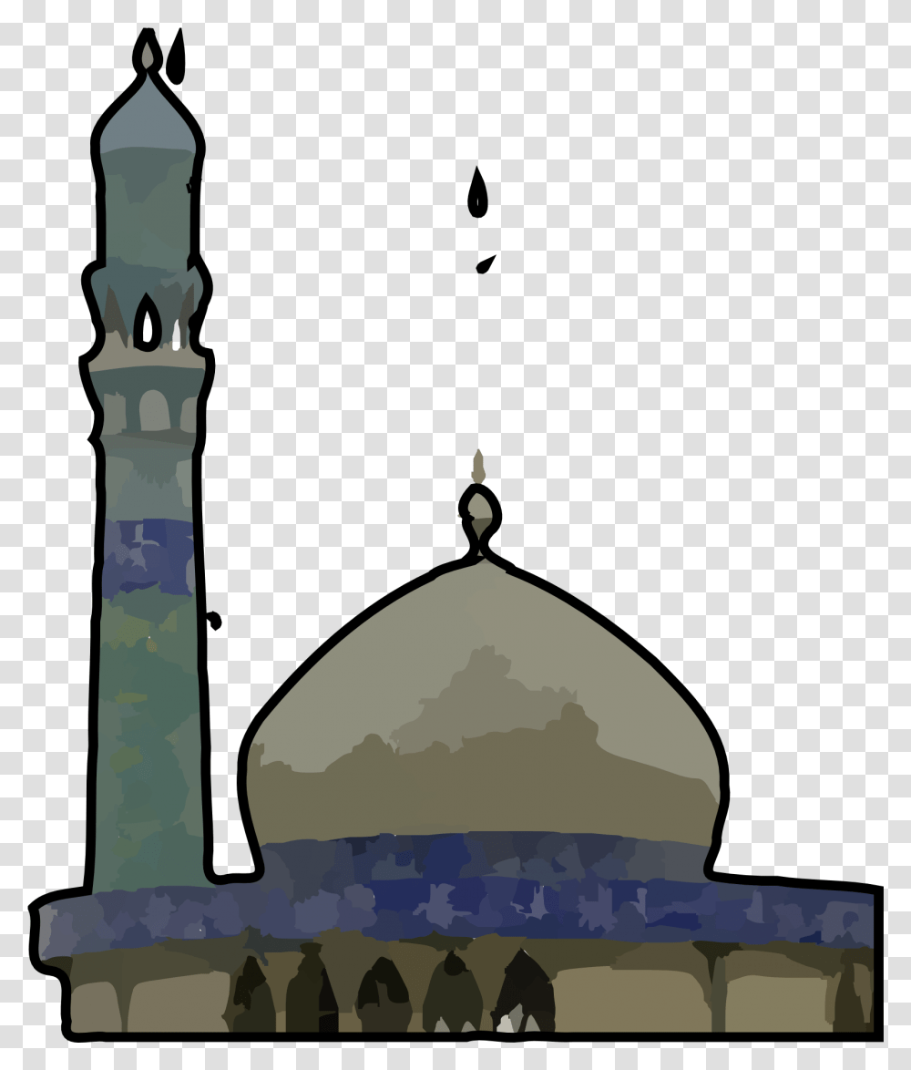 Mosque Islam Drawing Masjid Cartoon, Dome, Architecture, Building, Pillar Transparent Png
