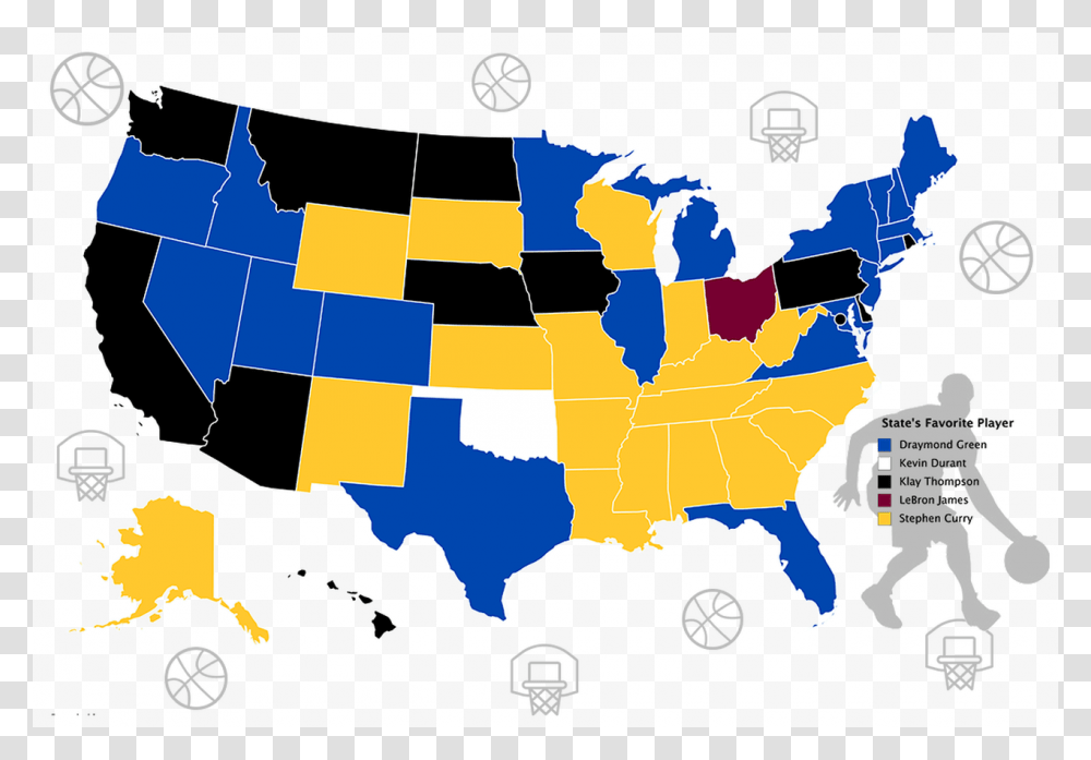 Most Searched Player In The Nba Finals For Each State Its Not, Map, Diagram, Plot, Atlas Transparent Png