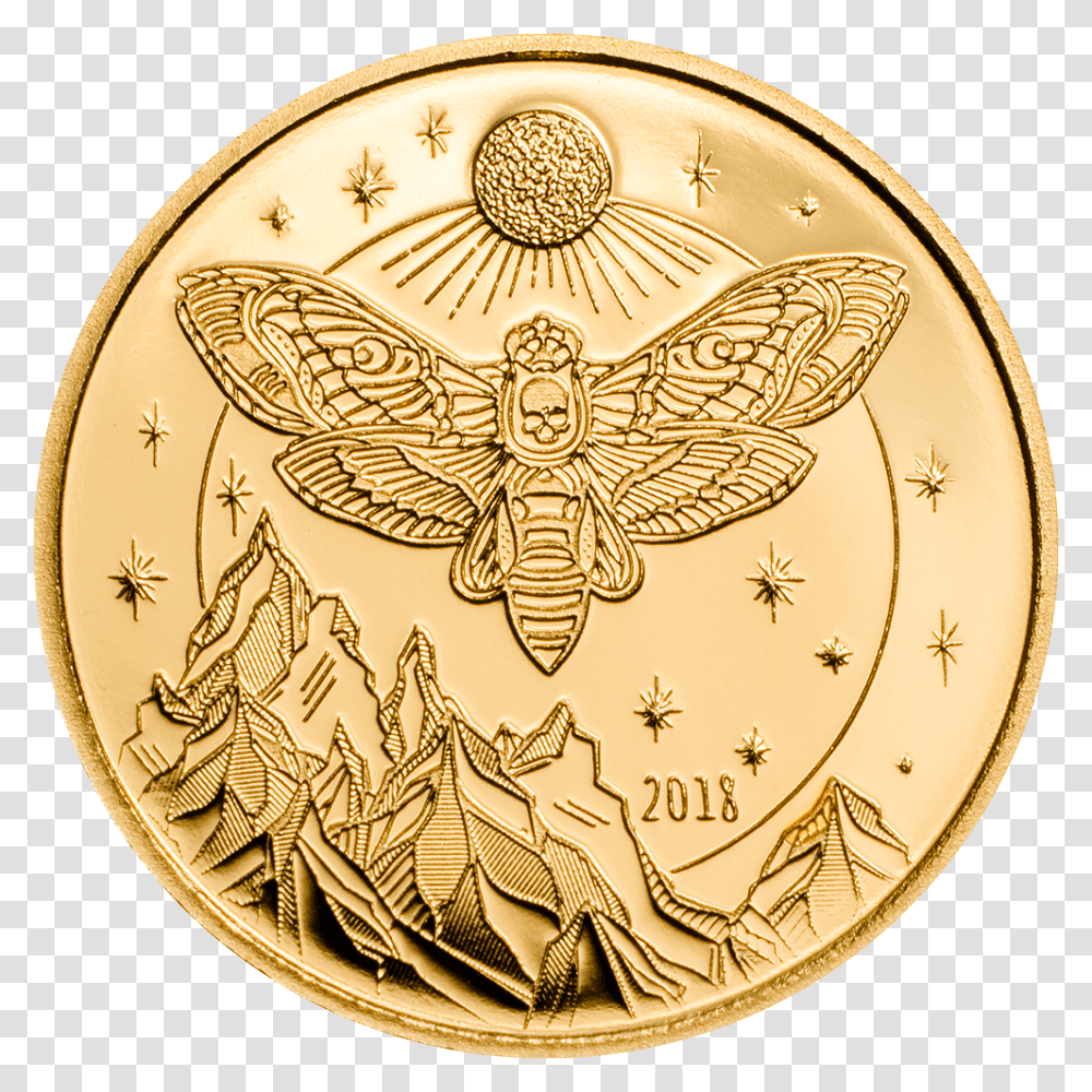 Moth Coin, Gold, Insect, Invertebrate, Animal Transparent Png