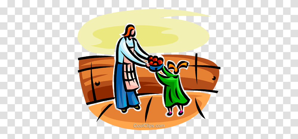 Mother And Child With Fresh Fruits Royalty Free Vector Clip Art, Performer, Magician, Pirate, Parade Transparent Png