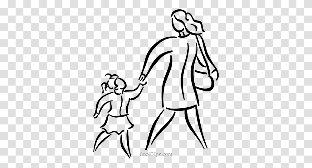 Mother And Daughter Royalty Free Vector Clip Art Illustration, Pedestrian, Drawing, Stencil, Hand Transparent Png