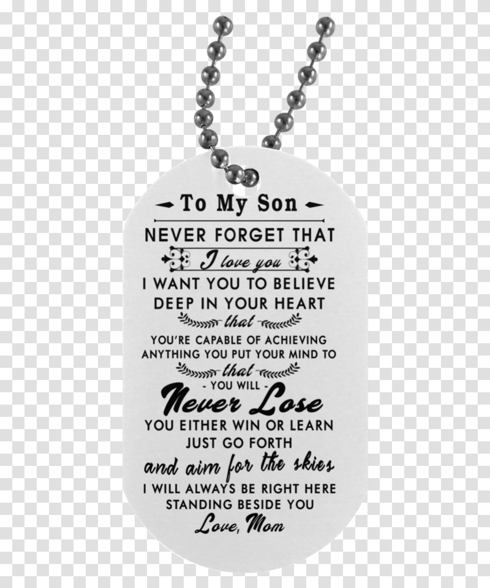 Mother And Son Dog Tag Necklace Dog Tag Necklace For Son, Word, Paper, Label Transparent Png