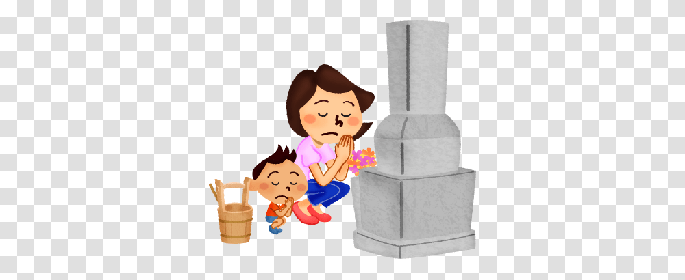 Mother And Son Visiting Grave Free Clipart Illustrations, Person, Building, Architecture, People Transparent Png