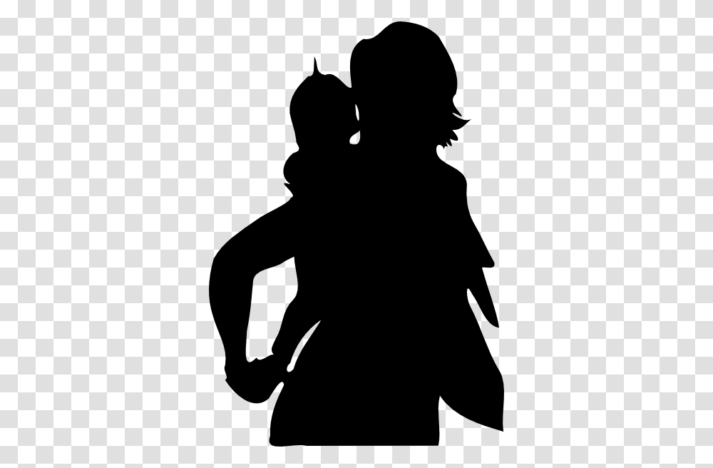 Mother Carrying Baby On Her Back Clip Art, Silhouette, Person, Human, Stencil Transparent Png