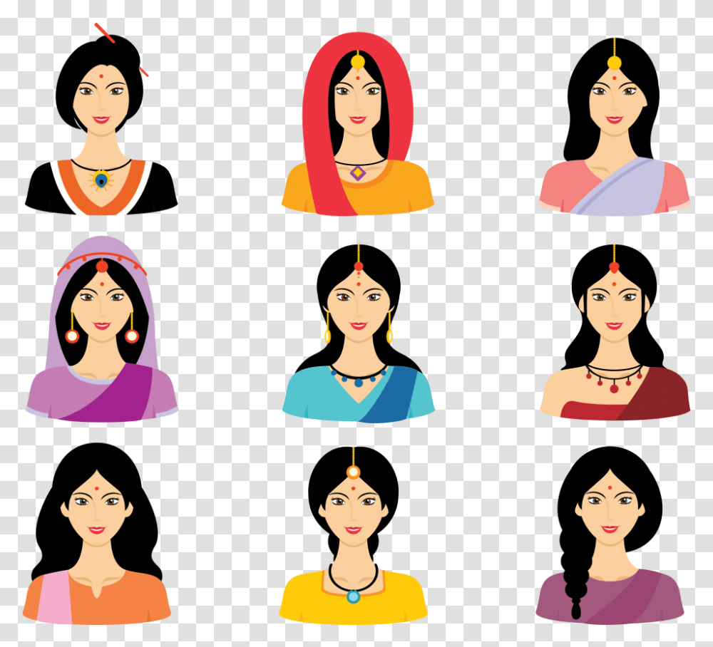 Mother Clipart Saree Clipart Indian Women Vector, Female, Face, Girl, Teen Transparent Png