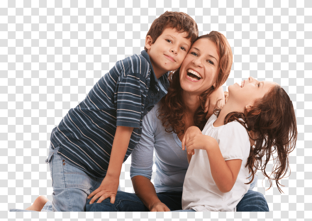 Mother Daughter Son Picture Poses, Person, Face, People, Pants Transparent Png