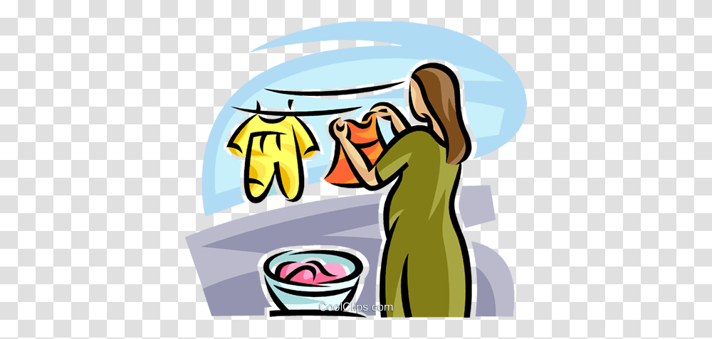 Mother Hanging Clothes On The Line Royalty Free Vector Clip Art, Outdoors, Nature, Photography, Washing Transparent Png