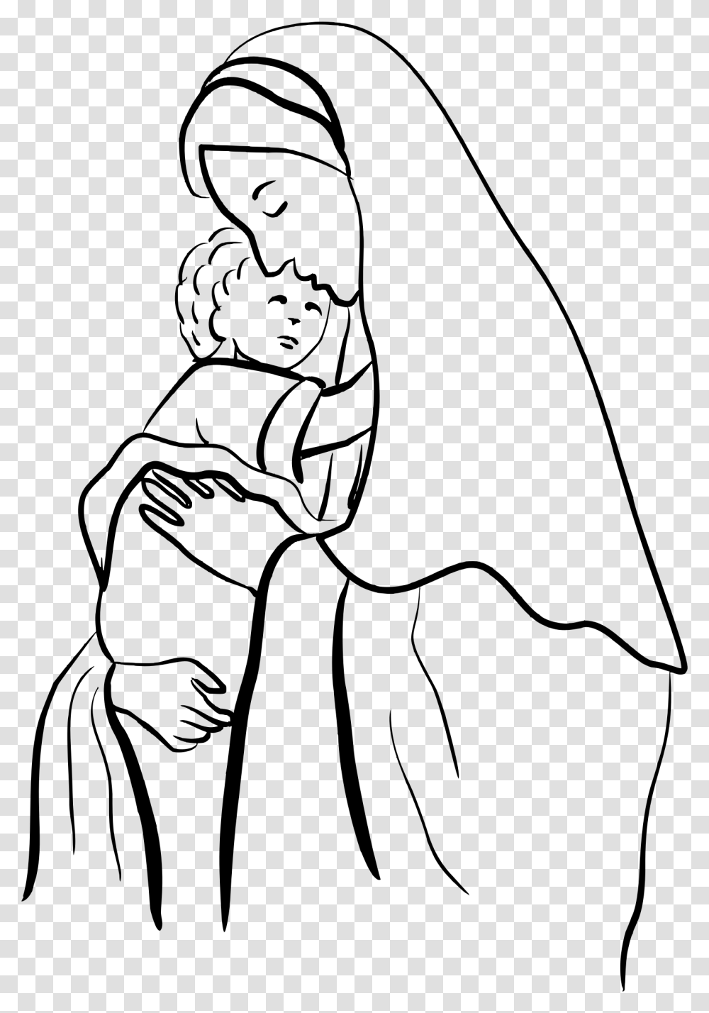 Mother Mary With Child Jesus Mother Mary Clipart, Kneeling, Photography, Drawing Transparent Png