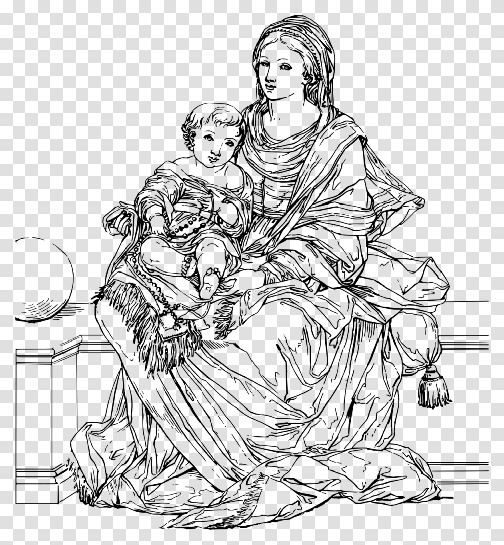 Mother Mary With Infant Jesus Images Free Download, Gray, World Of Warcraft Transparent Png