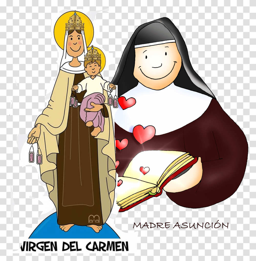 Mother Our Lady Of Mount Carmel Carmelites Woman Nuestra Del Carmen Caricatura, Person, Performer, Crowd Transparent Png