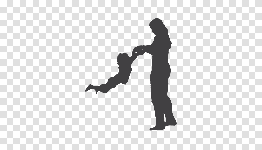 Mother Playing With Son, Person, Silhouette, Kicking, People Transparent Png
