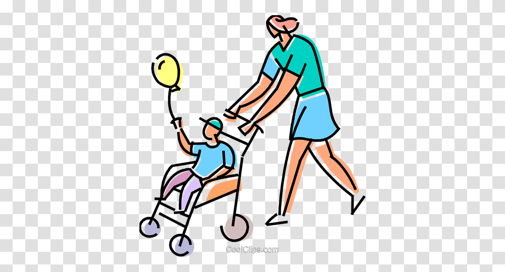 Mother Pushing Her Son In The Stroller Royalty Free Vector Clip, Bow, Juggling, Cricket, Sport Transparent Png