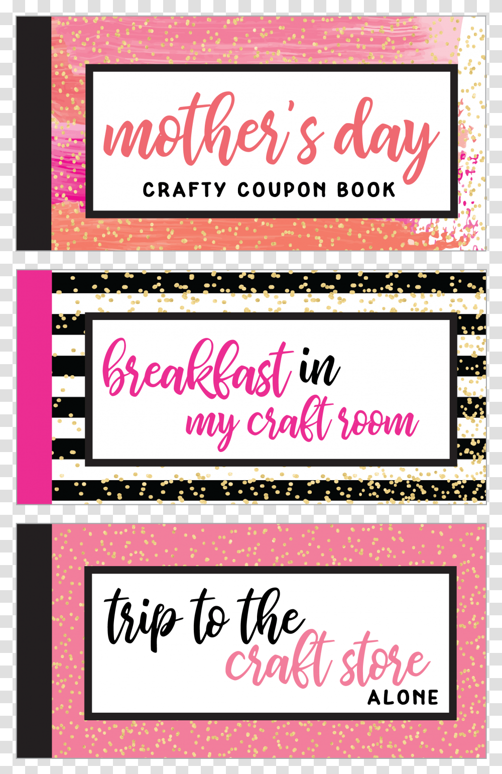 Mother's Day Crafty Coupon Book Calligraphy, Label, Poster, Advertisement Transparent Png