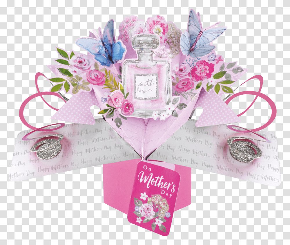 Mother's Day Perfume Bottle Pop Up Greeting Card Second Mother's Day Pop Up Card, Envelope, Mail Transparent Png