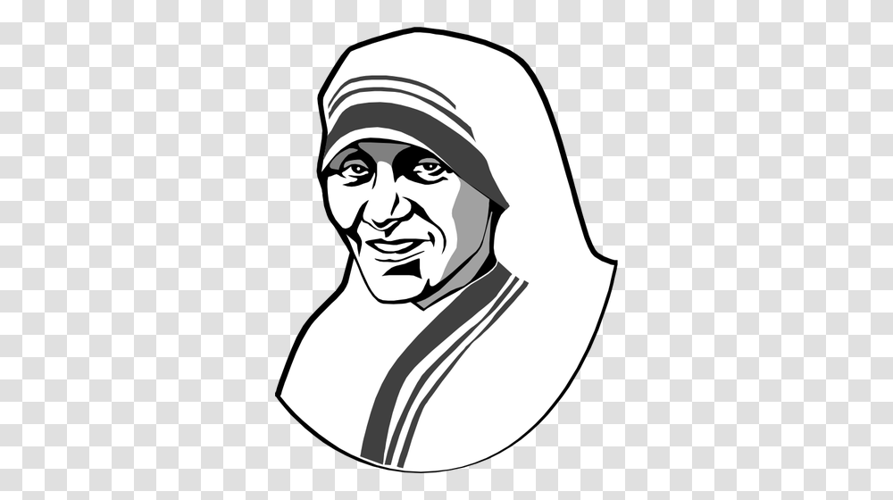 Mother Teresa, Face, Person, Human, Stencil Transparent Png