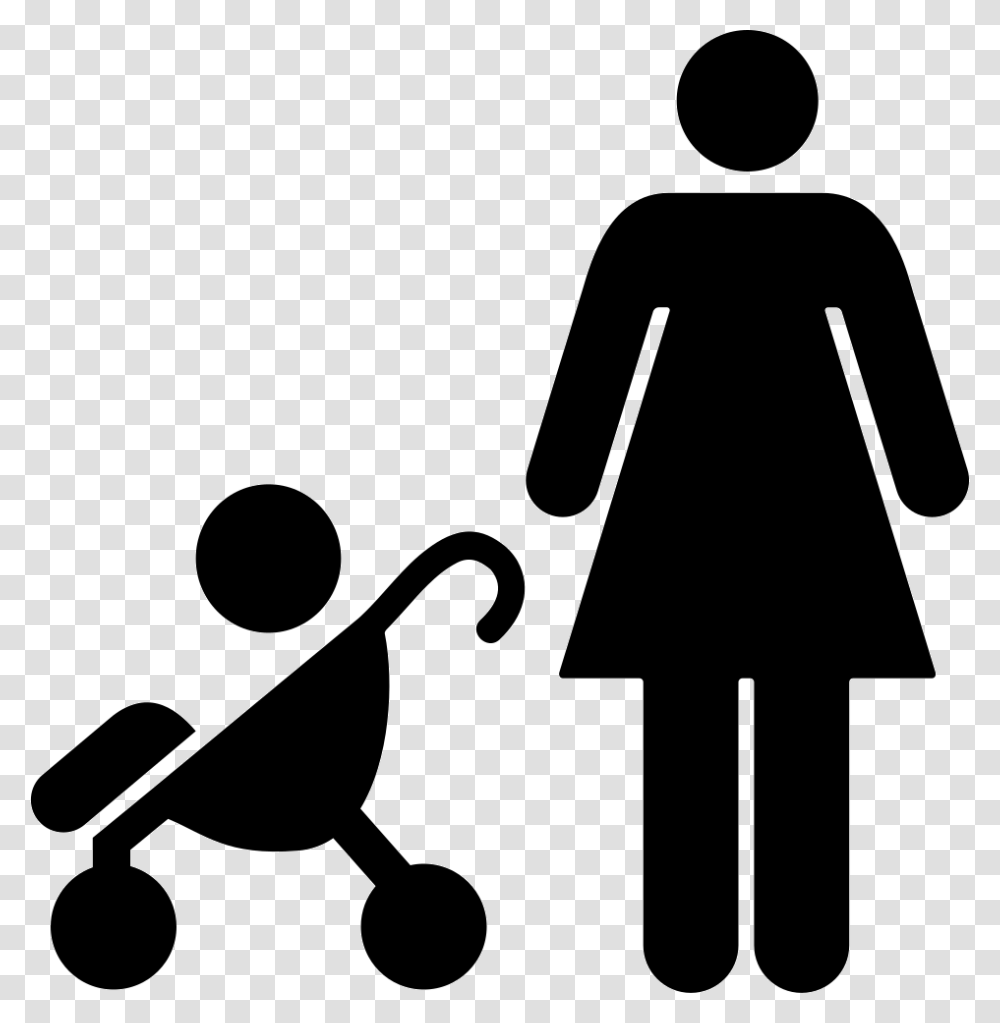 Mother With Baby On Stroller Comments Red Female Toilet Sign, Road, Silhouette, Stencil Transparent Png