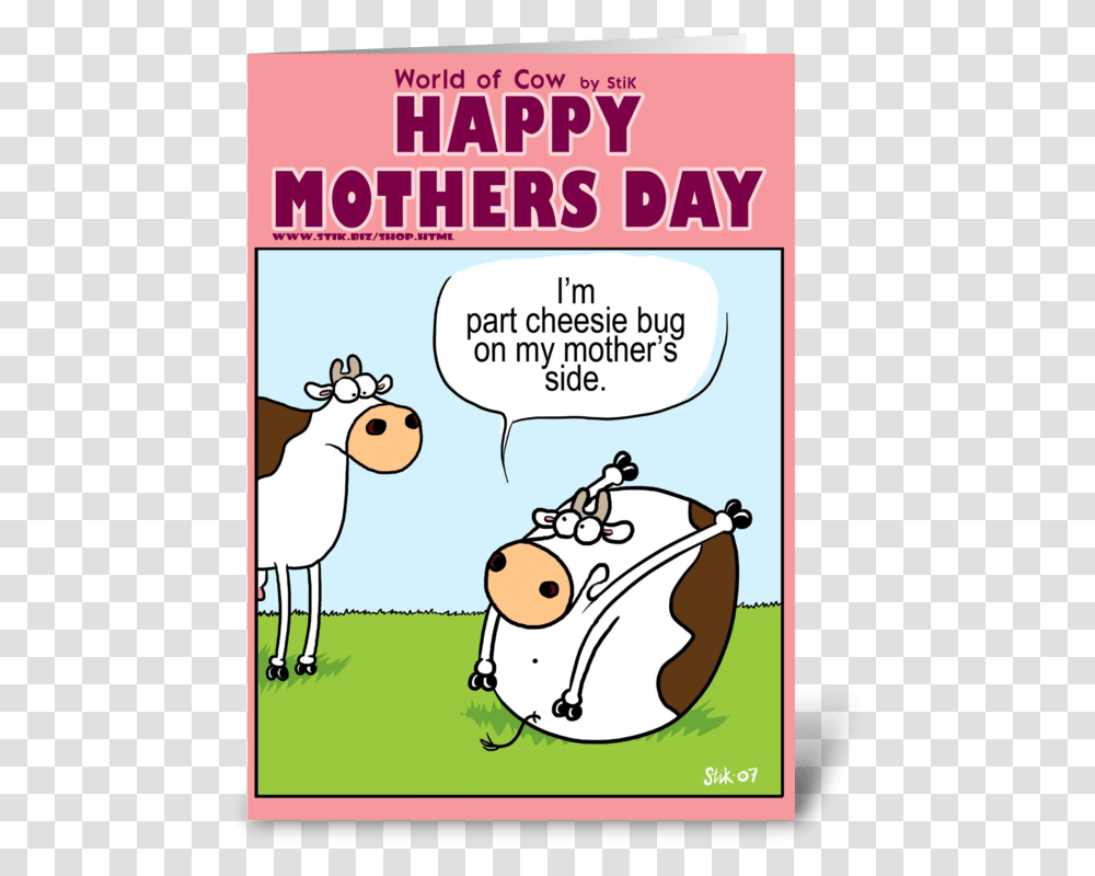 Mothers Day Cheesiebug Greeting Card Cow Mother's Day Card, Book, Comics, Bird, Animal Transparent Png