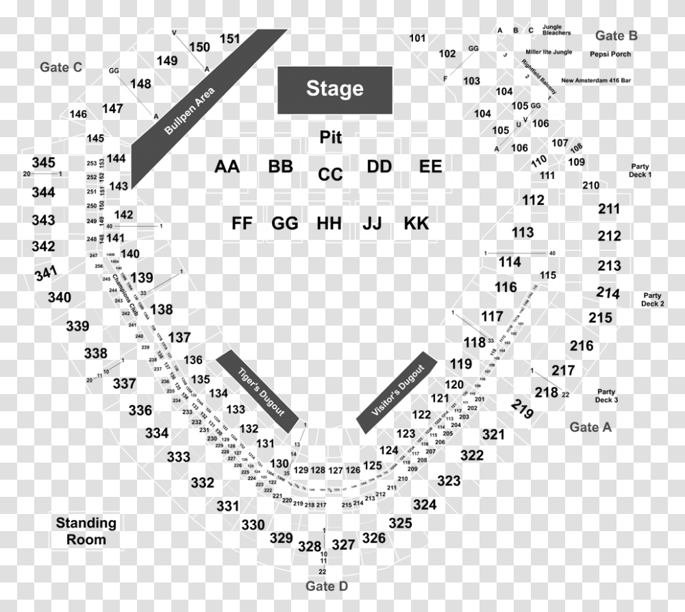 Motley Crue Comerica Park Seating Chart, Plan, Plot, Diagram, Building Transparent Png