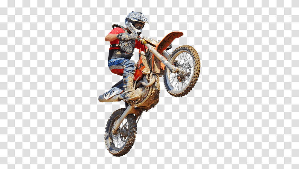 Motocross Dirt Bike Jump Motorcycle Guy On A Dirt Bike, Vehicle, Transportation, Helmet Transparent Png