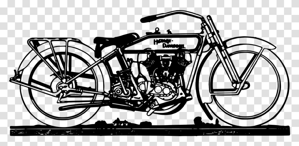 Motorbike Motorcycle Old Retro Ride Transp Old Motorcycle Clipart, Gray, World Of Warcraft Transparent Png