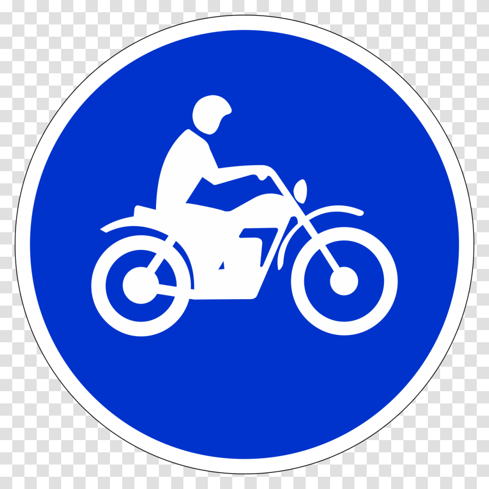 Motorcycle Blue Sign, Vehicle, Transportation, Chair, Segway Transparent Png