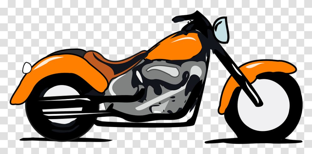 Motorcycle Cartoon Motorbike Transportation Bike Harley Davidson Clipart, Vehicle, Crash Helmet, Spoke Transparent Png