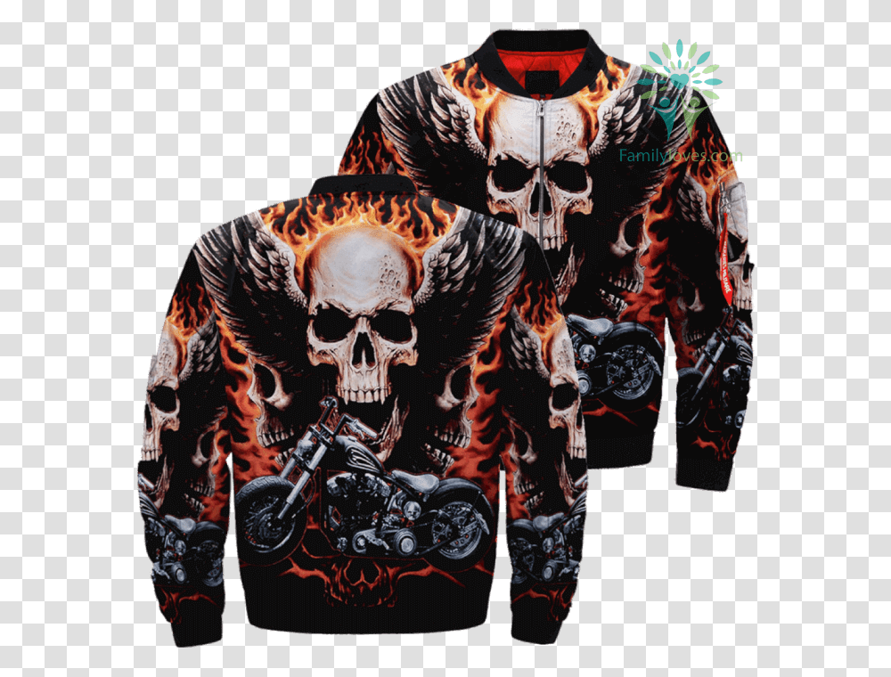 Motorcycle Ghost Rider Skull Over Print Jacket Tag Skull Paint With Diamonds, Apparel, Sweatshirt, Sweater Transparent Png