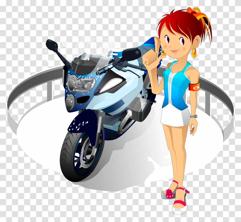 Motorcycle Harley Davidson Clip Art Cartoon Characters Girls, Person, Transportation, Vehicle, Toy Transparent Png
