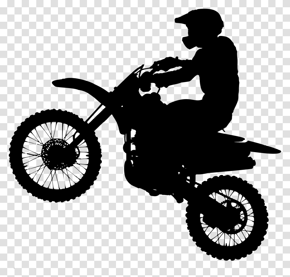 Motorcycle Silhouette Bicycle Motocross Clip Art Dirt Bike Silhouette, Gray, World Of Warcraft Transparent Png