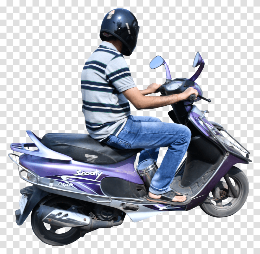 Motorized Scooter, Person, Human, Motorcycle, Vehicle Transparent Png