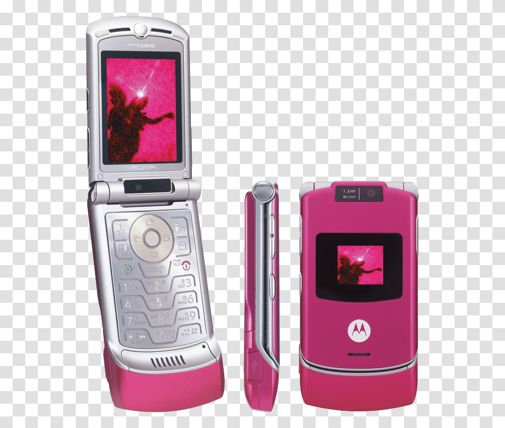 Motorola Razr Hot Pink, Mobile Phone, Electronics, Cell Phone, Person Transparent Png