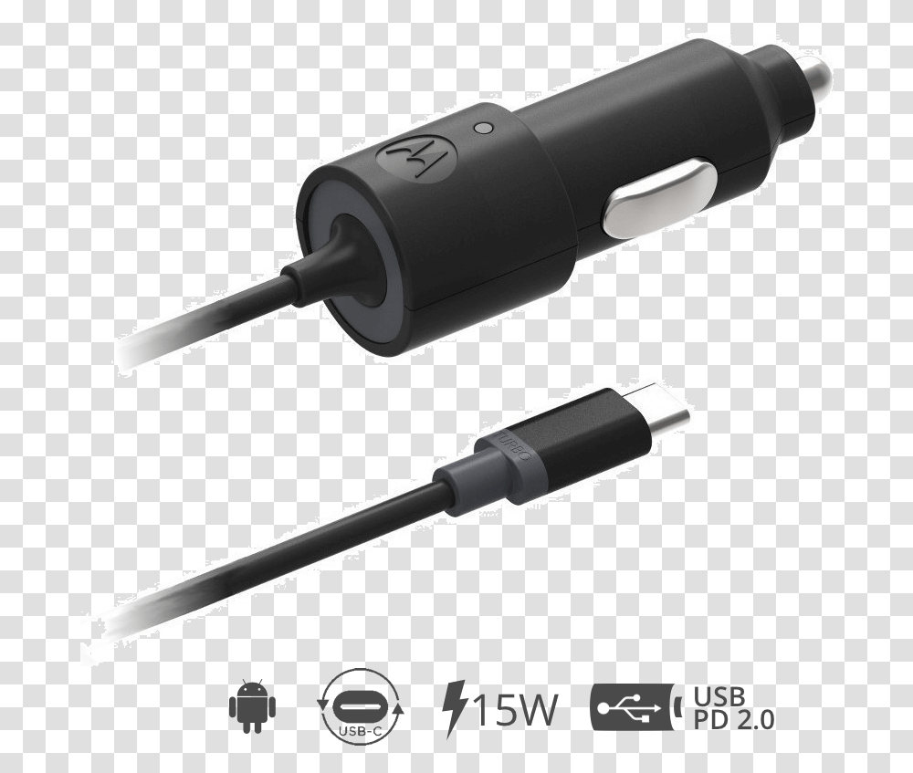 Motorola Turbopower 15 Usb C Car Charger Android, Adapter, Plug, Cable, Electrical Device Transparent Png