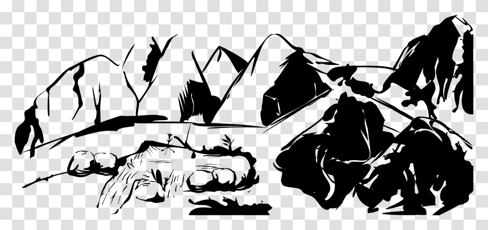 Moumtains With Wilder Pond Clip Arts Mountain Black And White, Gray, World Of Warcraft Transparent Png