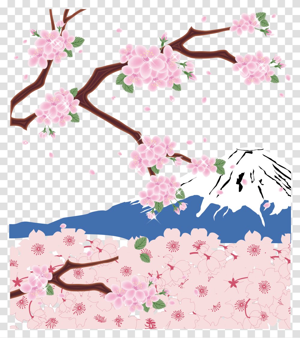 Mount Fuji Cherry Blossom Clipart Cherry Blossom, Plant, Flower, Spring, Food Transparent Png