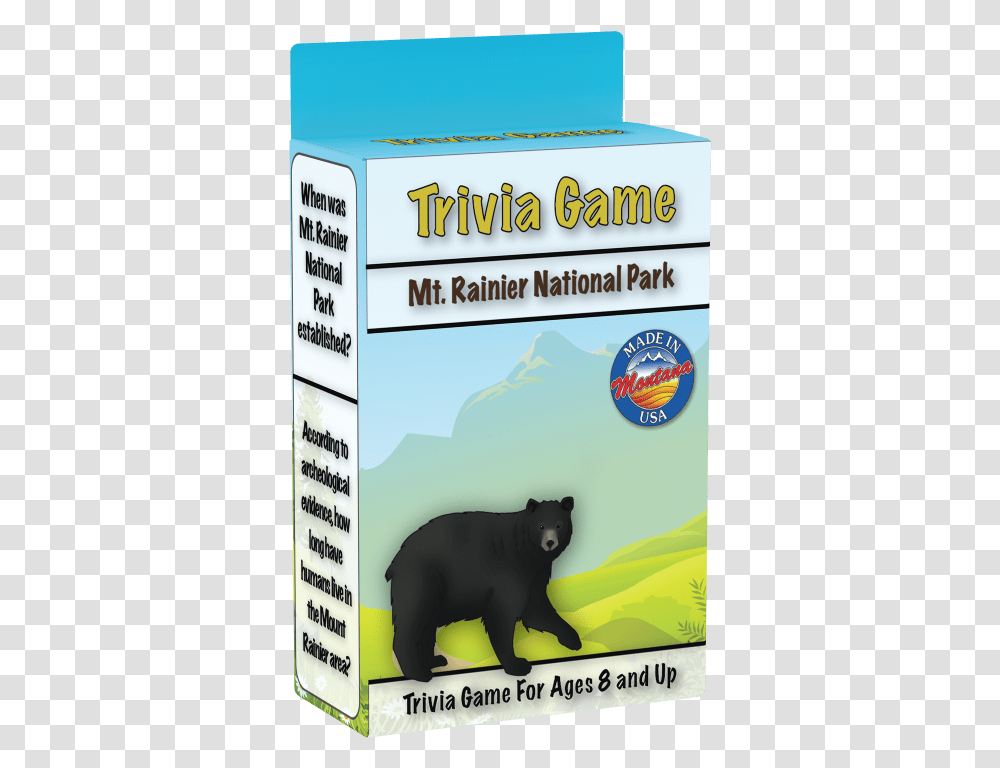 Mount Rainier National Park Trivia Card Game, Bear, Wildlife, Mammal, Animal Transparent Png